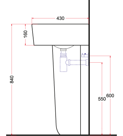 Full Pedestal Wall Hung Basin